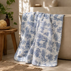 Blue Toile Cotton Bath Towel