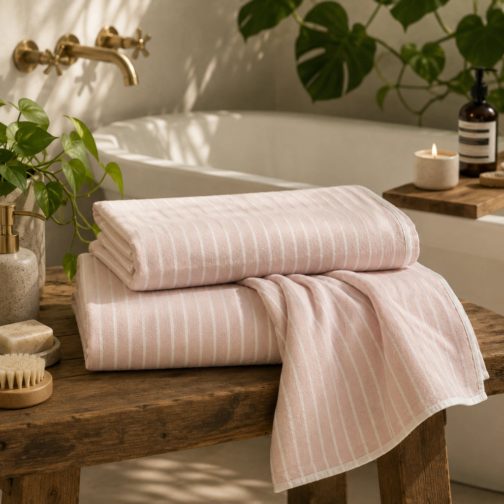Rose Stripe Cotton Bath Towel