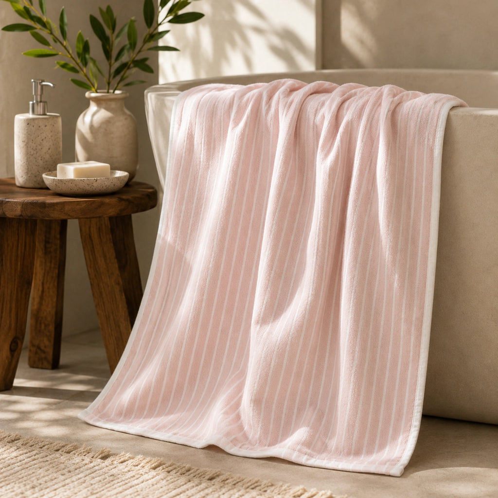 Rose Stripe Cotton Bath Towel