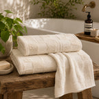 Ivory Waffle Cotton Bath Towel