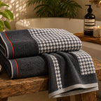 Noir Houndstooth Cotton Bath Towel