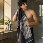 Noir Houndstooth Cotton Bath Towel