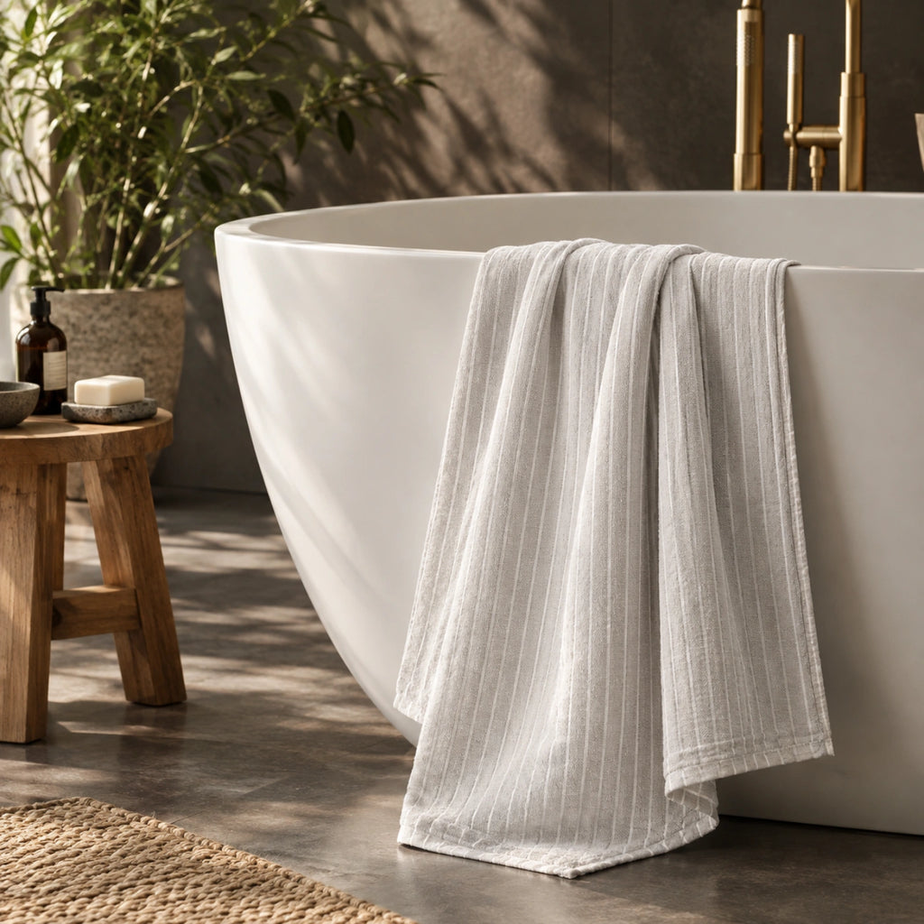 White Line Cotton Bath Towel