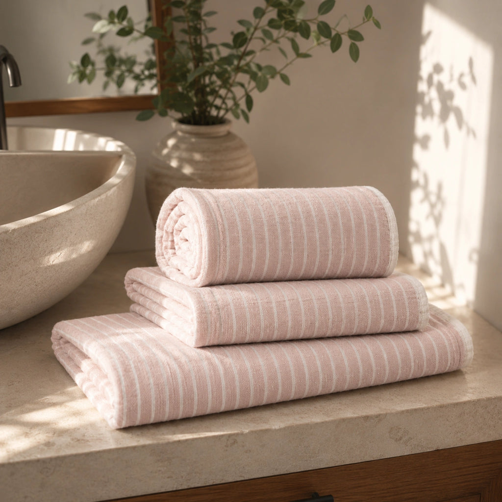 Rose Stripe Cotton Bath Towel