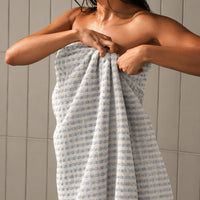 Blue Check Cotton Bath Towel