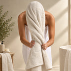 Ivory Waffle Cotton Bath Towel