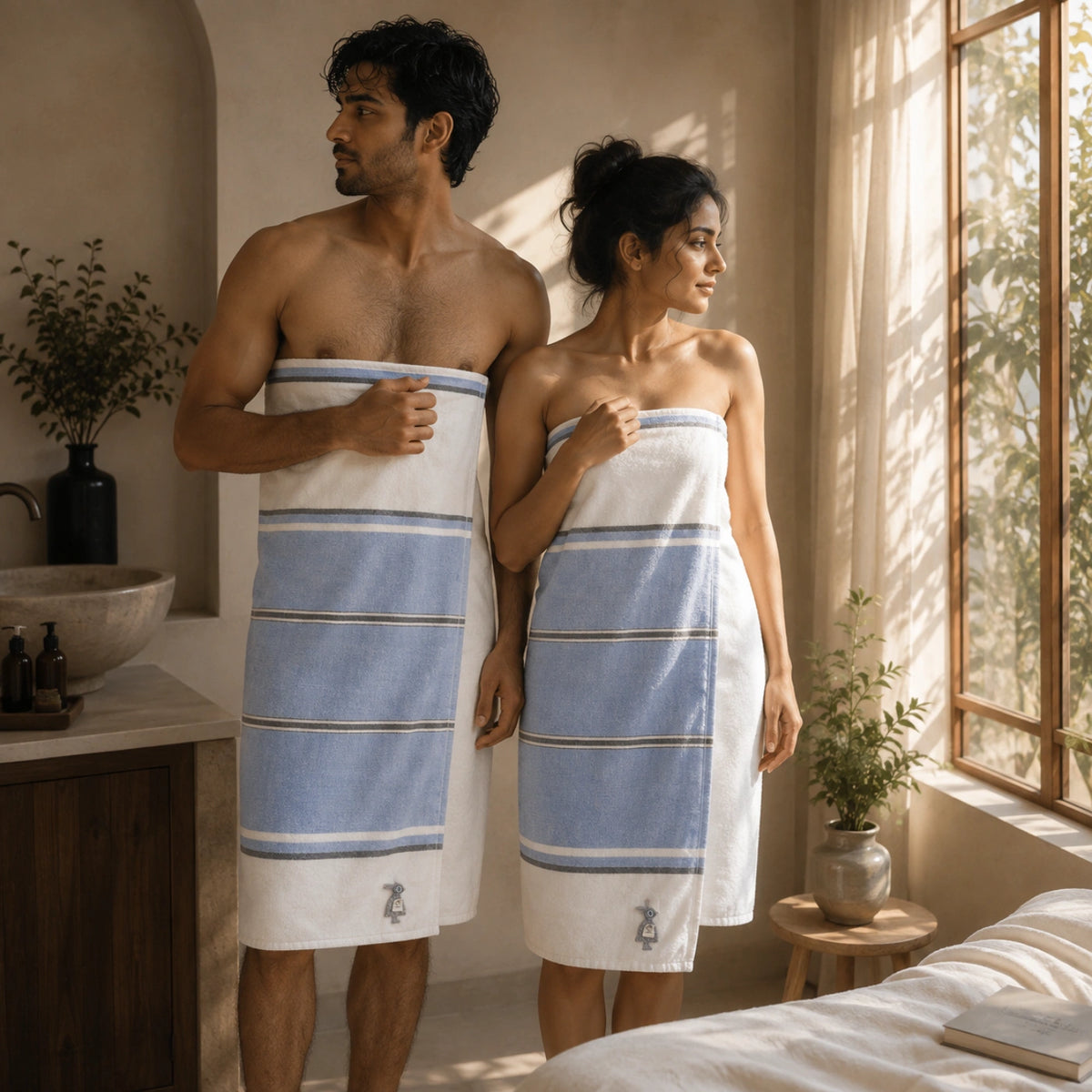 Coastal Blue Cotton Bath Towel