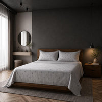 Dove Bloom Slate Grey Floral Bedsheet Set