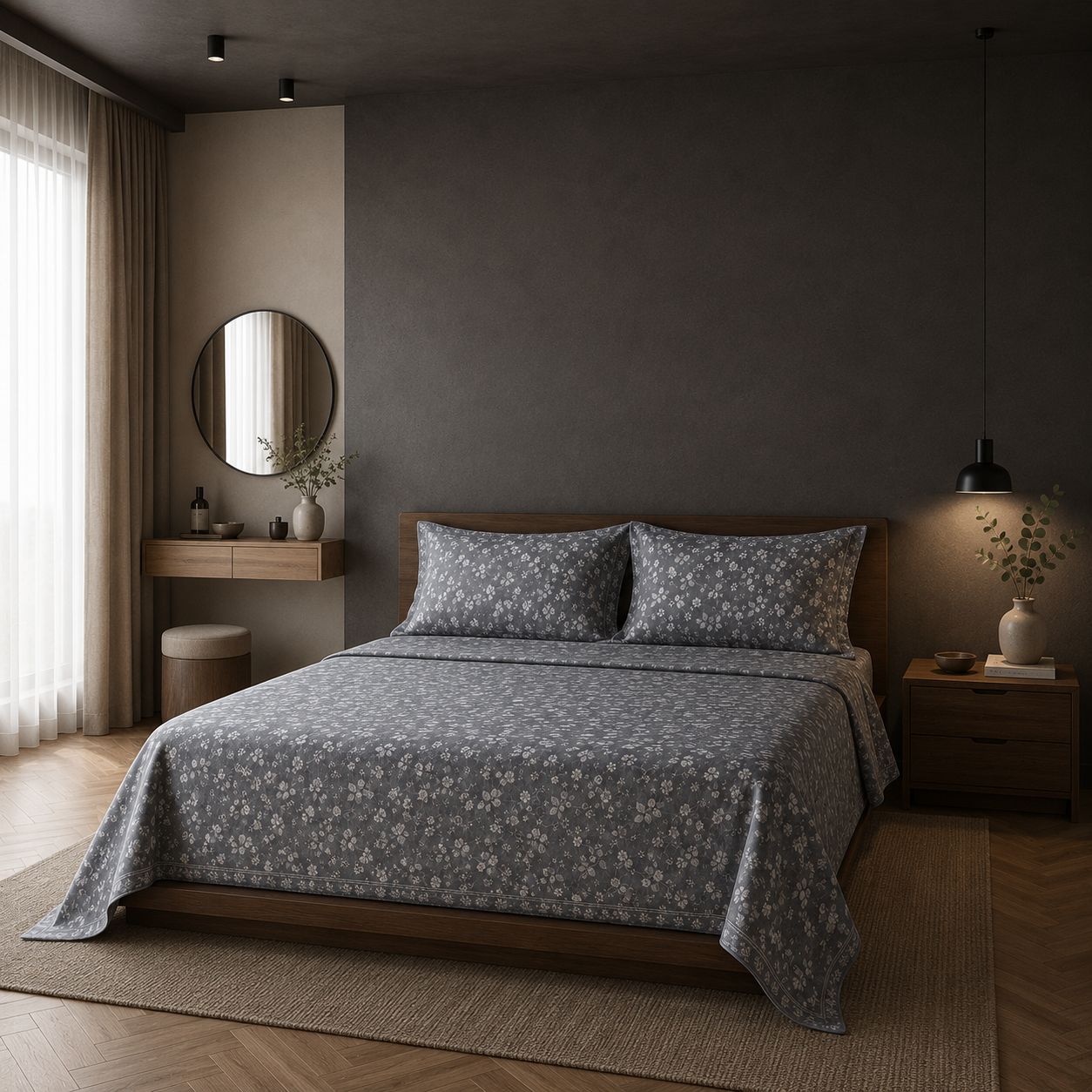Stone Arch Grey Geometric Bedsheet Set